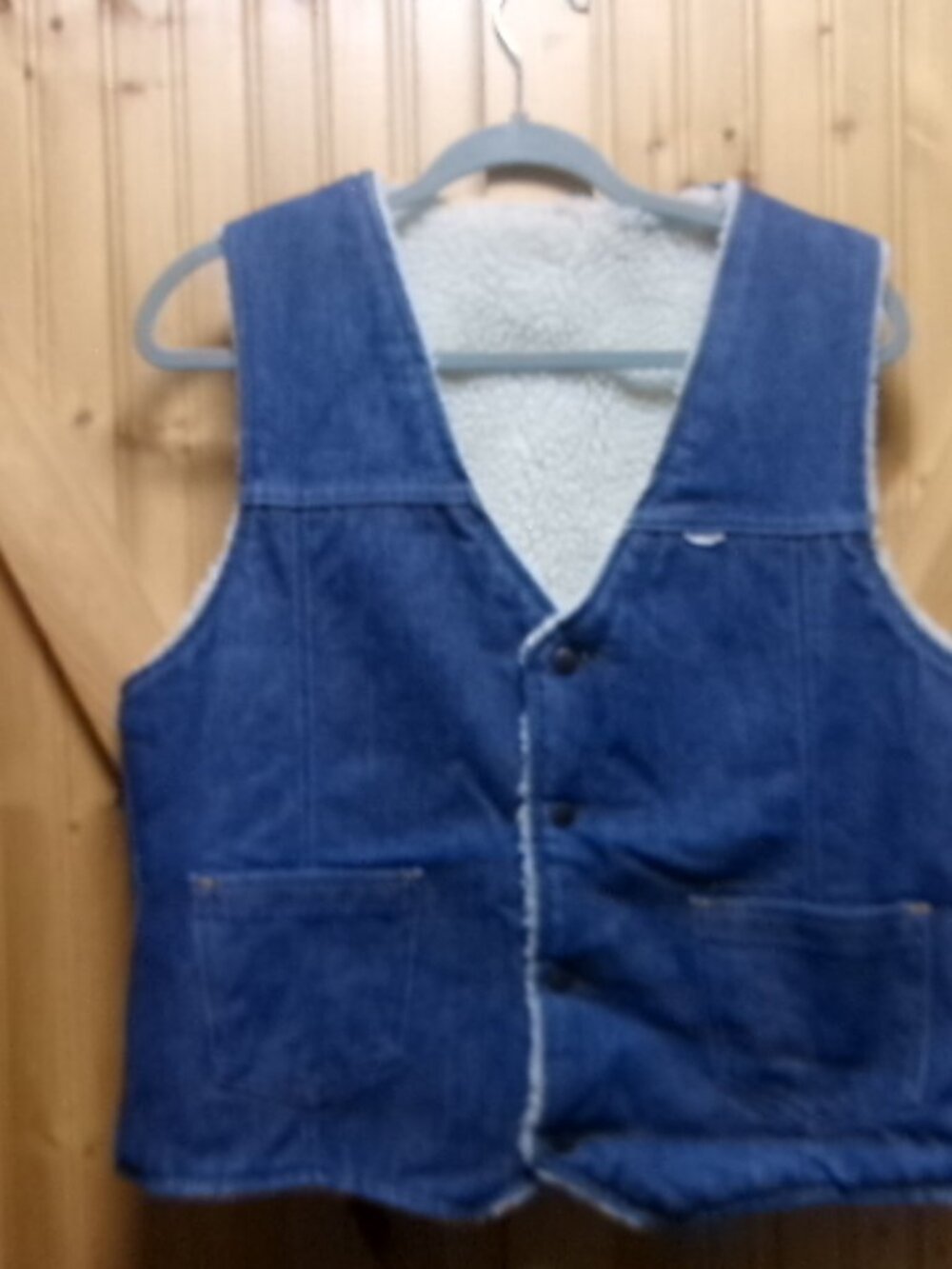 Vtg Nelson 70s Denim sherpa rancher cowboy biker vesst lg